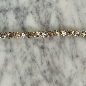 Sterling silver and 12k gold leaves bracelet